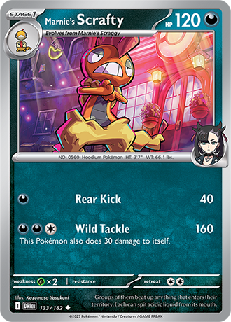 133/182 Marnie's Scrafty - Destined Rivals - Pokémon card (English)