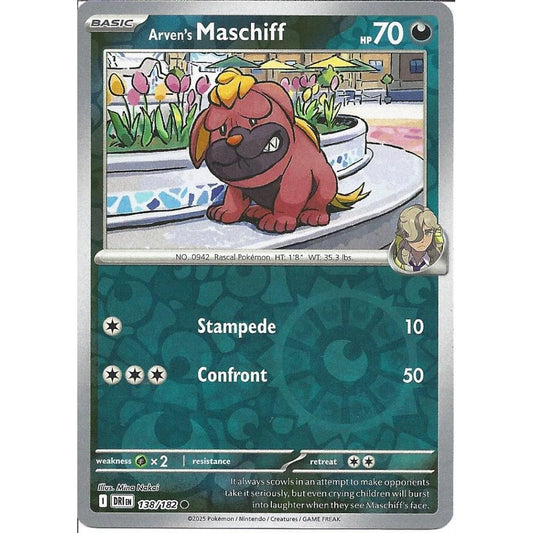 138/182 Arven's Maschiff (Reverse Holo) - Destined Rivals - Pokémon card (English)