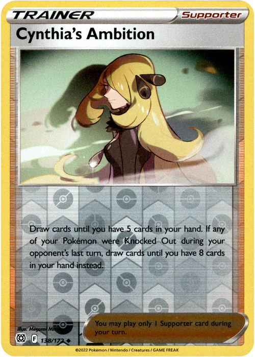 138/172 Cynthia's Ambition (Reverse Holo) (Supporter) (Brilliant Stars) Pokemon card (English)