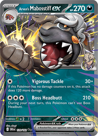 139/182 Arven's Mabosstiff EX - Destined Rivals - Pokémon card (English)