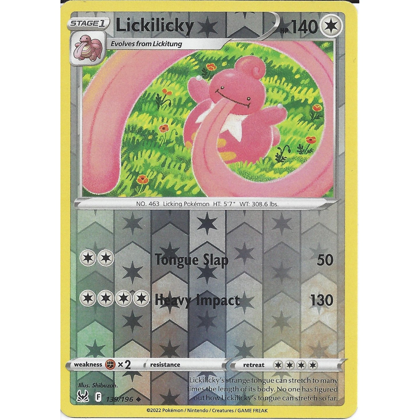139/196 Lickilicky (Reverse Holo) (Lost Origin) Pokemon card (English)