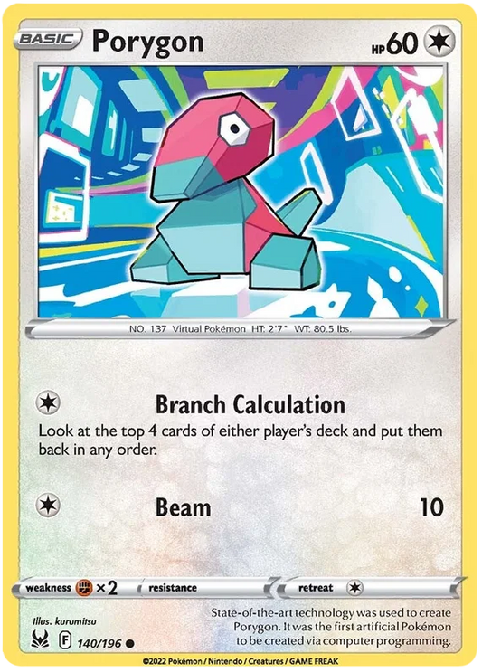 140/196 Porygon (Lost Origin) Pokemon card (English)