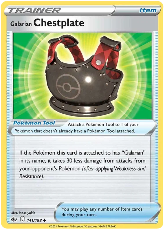 141/198 Galarian Chestplate (Item) (Chilling Reign) Pokémon card (English)
