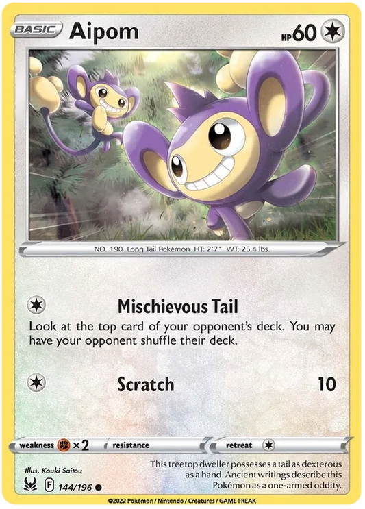 144/196 Aipom (Lost Origin) Pokemon card (English)