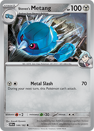 144/182 Steven's Metang - Destined Rivals - Pokémon card (English)