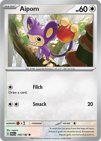 145/182 Aipom / Basic / Common (Paradox Rift) English card
