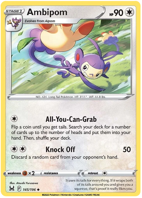 145/196 Ambipom (Lost Origin) Pokemon card (English)