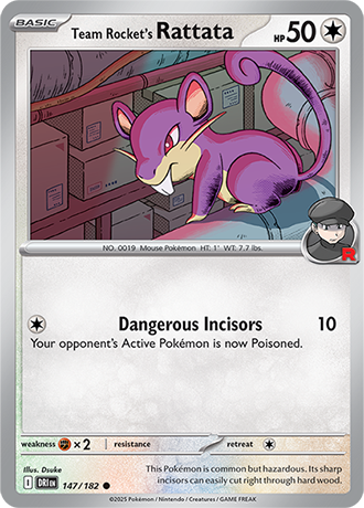 147/182 Team Rocket's Rattata - Destined Rivals - Pokémon card (English)