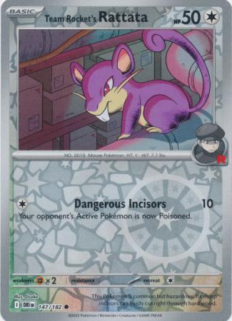 147/182 Team Rocket's Rattata (Reverse Holo) - Destined Rivals - Pokémon card (English
