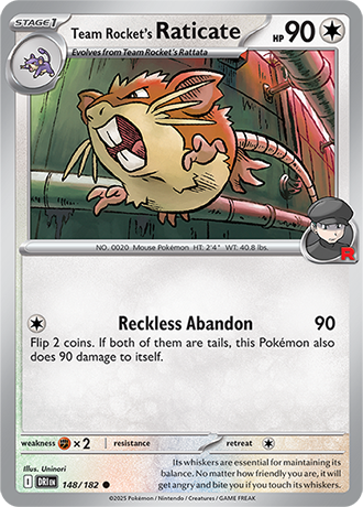 148/182 Team Rocket's Raticate - Destined Rivals - Pokémon card (English)