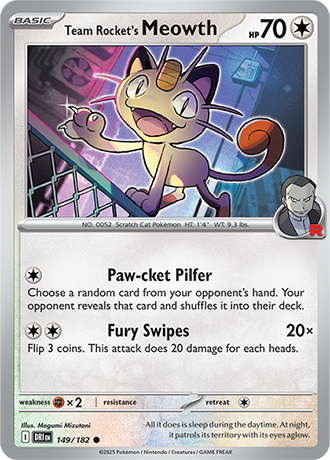 149/182 Team Rocket's Meowth - Destined Rivals - Pokémon card (English)