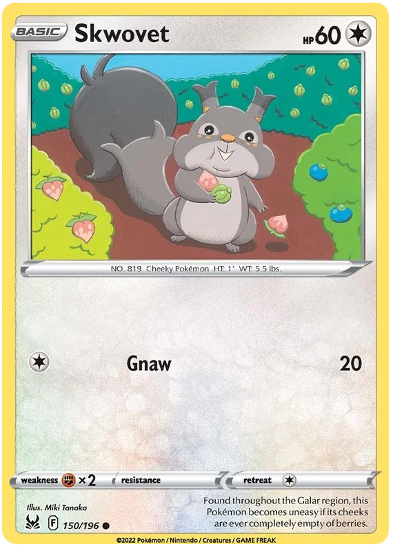 150/196 Skwovet (Lost Origin) Pokemon card (English)