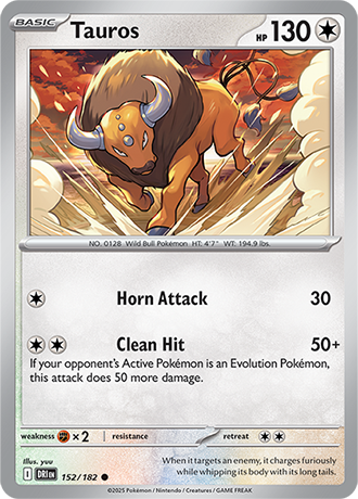 152/182 Tauros - Destined Rivals - Pokemon card (English)