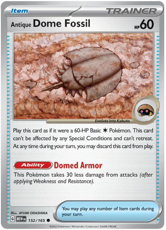 152/165 Antique Dome Fossil (Pokémon 151) Pokémon card (English)