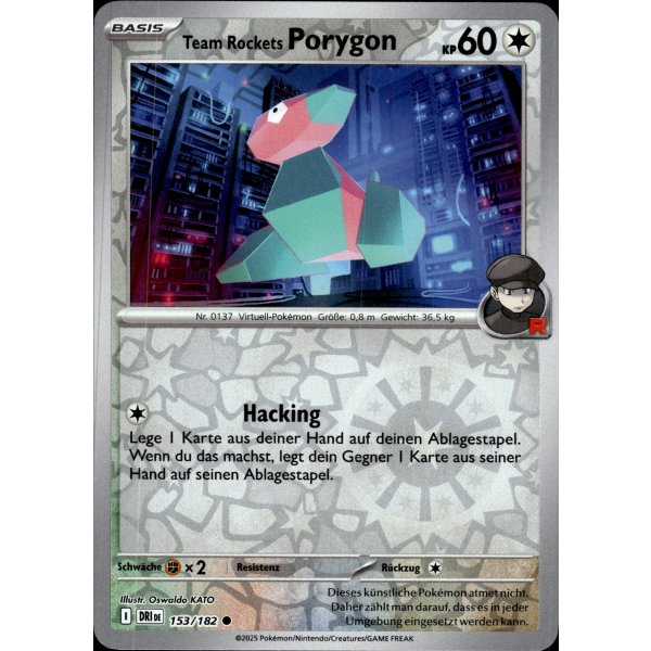 153/182 Team Rocket's Porygon (Reverse Holo) - Destined Rivals - Pokemon card (English)