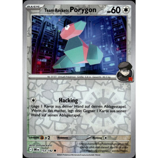 153/182 Team Rocket's Porygon (Reverse Holo) - Destined Rivals - Pokemon card (English)