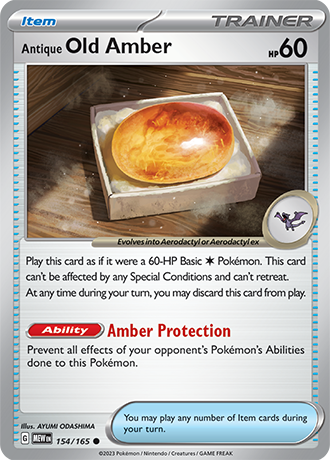 154/165 Antique Old Amber - Pokémon 151 - Pokémon card (English)
