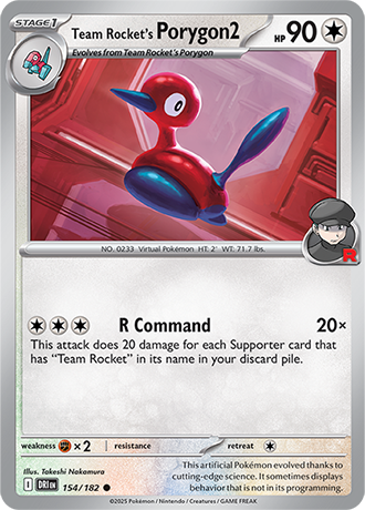 154/182 Team Rocket's Porygon 2 - Destined Rivals - Pokemon card (English)