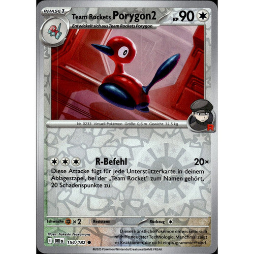 154/182 Team Rocket's Porygon 2 (Reverse Holo) - Destined Rivals - Pokemon card (English)