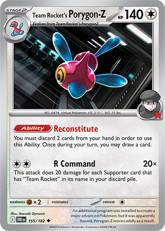 155/182 Team Rocket's Porygon-Z - Destined Rivals - Pokemon card (English)