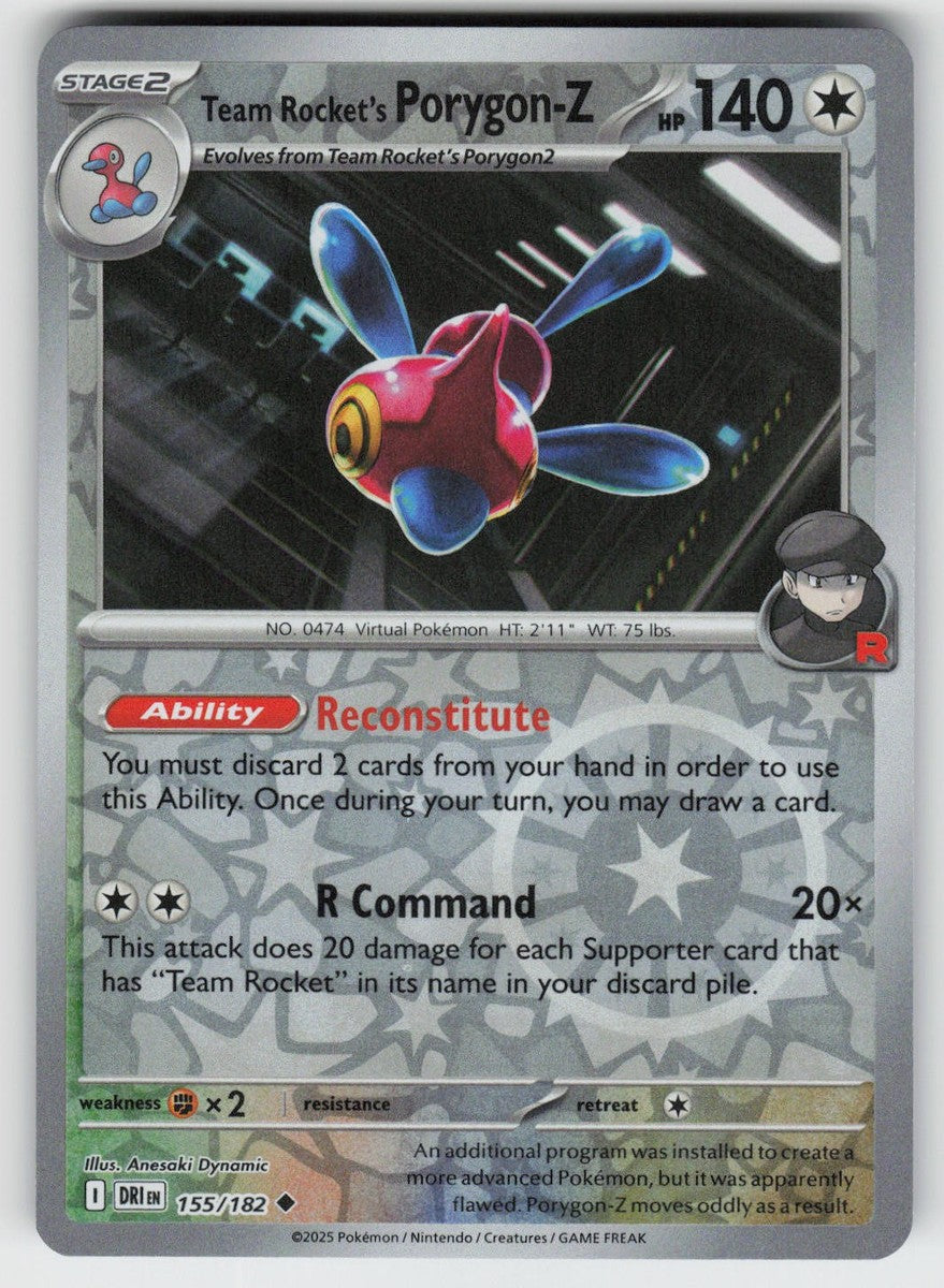 155/182 Team Rocket's Porygon-Z (Reverse Holo) - Destined Rivals - Pokemon card (English)