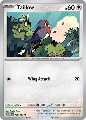 156/182 Taillow - Destined Rivals - Pokemon card (English)