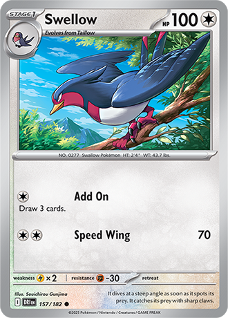 157/182 Swellow - Destined Rivals - Pokemon card (English)