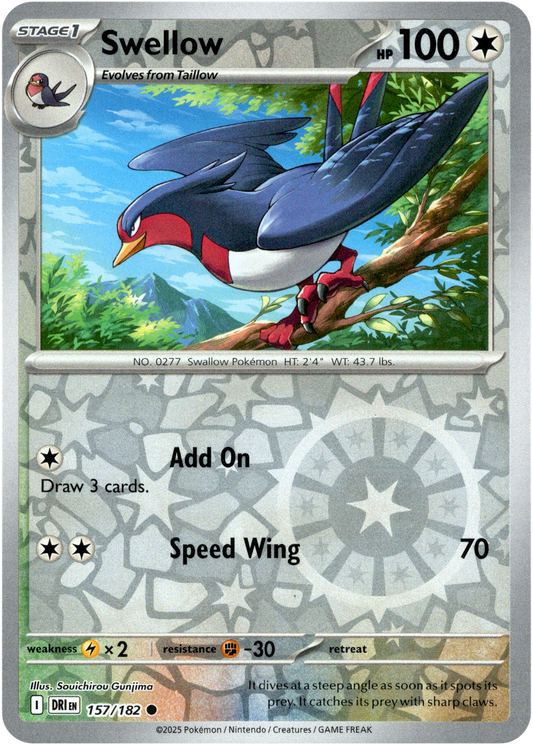 157/182 Swellow (Reverse Holo) - Destined Rivals - Pokemon card (English)