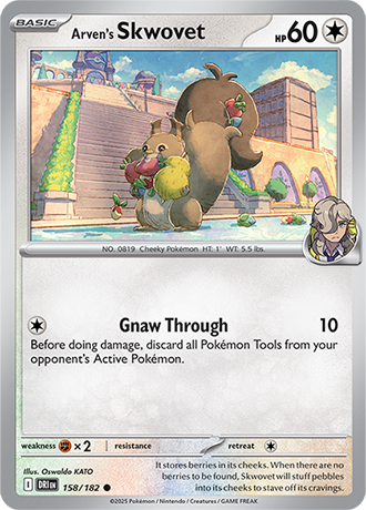 158/182 Arven's Skwovet - Destined Rivals - Pokemon card (English)
