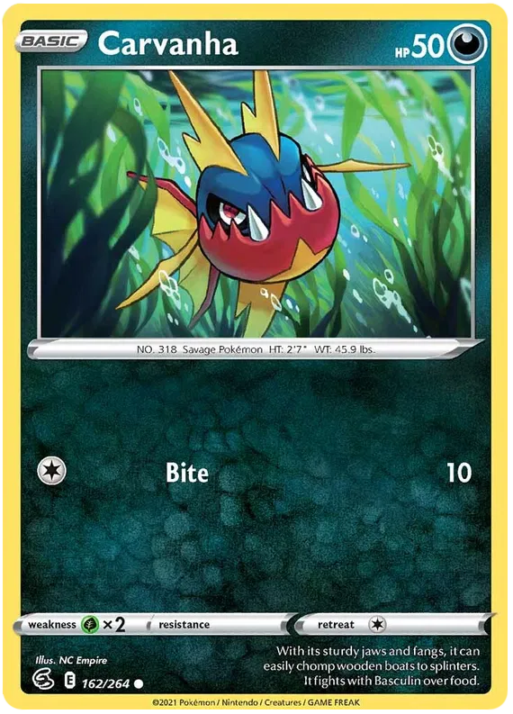 162/264 Carvanha (Fusion Strike) Pokemon card (English)
