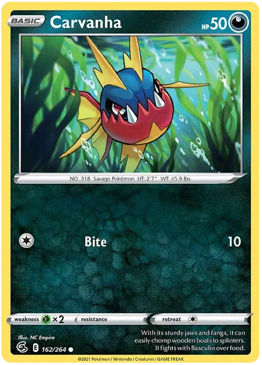 162/264 Carvanha (Fusion Strike) Pokemon card (English)
