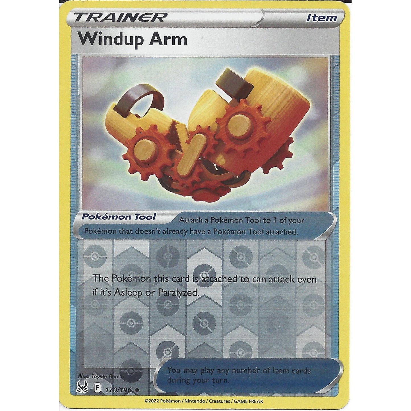 170/196 Windup Arm (Reverse Holo) (Item) (Lost Origin) Pokemon card (English)