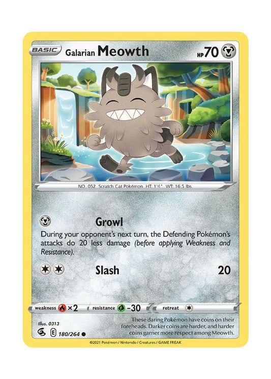 180/264 Galarian Meowth / Basic / Common (Fusion Strike) English card