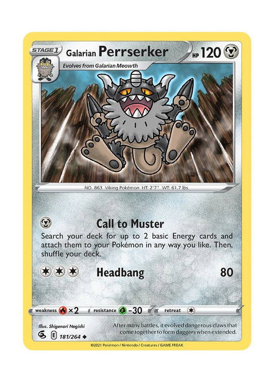 181/264 Galarian Perrserker / Stage 1 / Uncommon (Fusion Strike) English card
