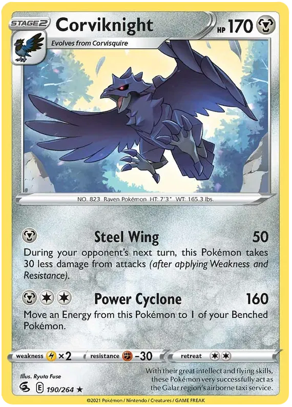 190/264 Corviknight (Rare) (Fusion Strike) Pokemon card (English)
