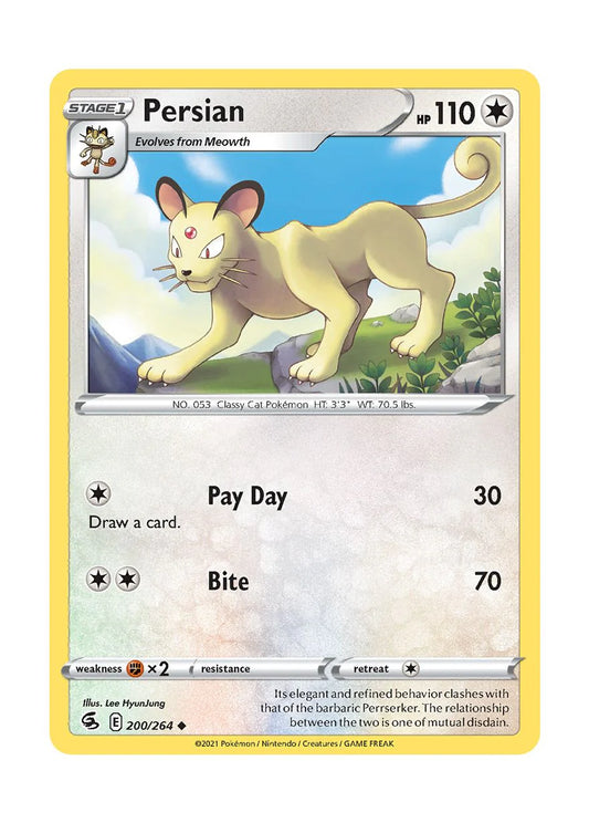200/264 Persian / Stage 1 / Uncommon (Fusion Strike) English card
