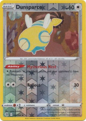207/264 Dunsparce (Reverse Holo) (Fusion Strike) Pokemon card (English)