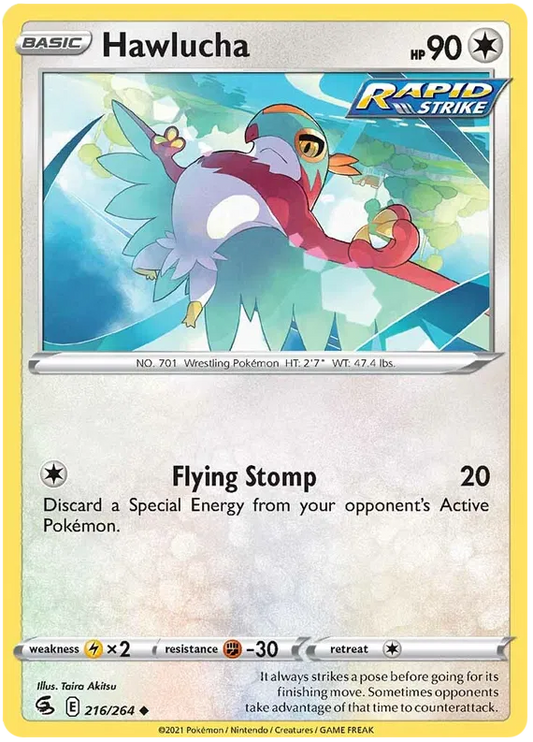 216/264 Hawlucha (Fusion Strike) Pokemon card (English)