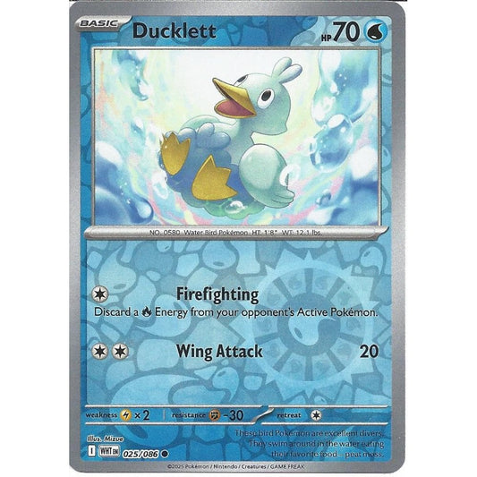 025/086 Ducklett (Reverse Holo) (White Flare) Pokemon card (English)