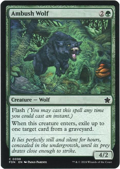 Magic the gathering (Forest) Ambush Wolf #0098 - Foundations - MTG Card (English) Common