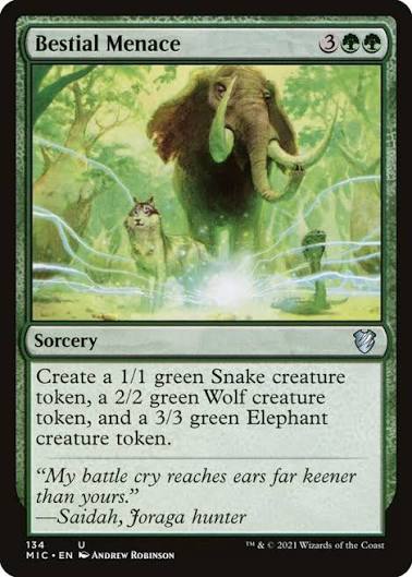 Magic the gathering (Forest) Bestial Menace #134 - Innistrad: Midnight Hunt Commander - MTG Card (English) Uncommon