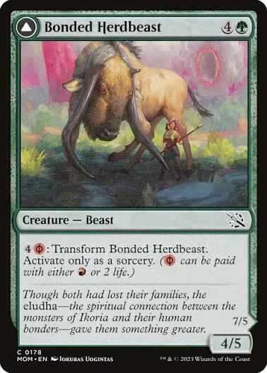 Magic the gathering (Forest) Bonded Herdbeast #0178 - March of the Machine // Plated Kilnbeast - MTG Card (English) Common