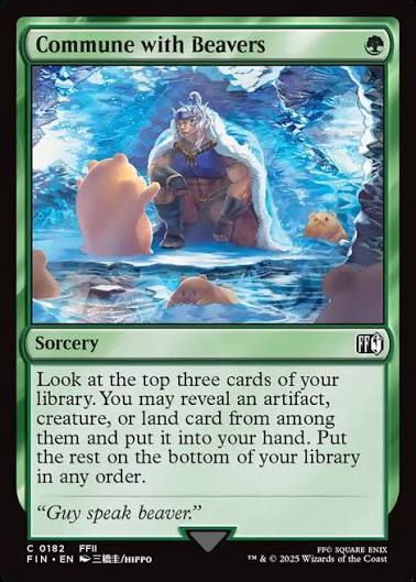Magic the gathering (Forest) Commune with beavers # 0182 - FINAL FANTASY - MTG Card (English) Common