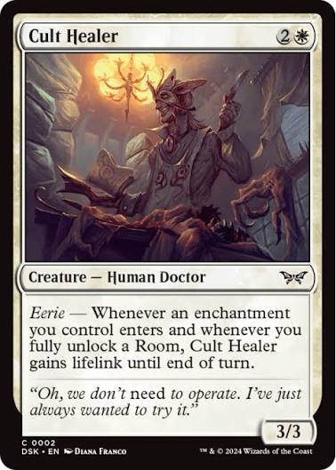 Magic the gathering (Plains) Cult Healer #0002 - Duskmourn: House of Horror - MTG Card (English) Common
