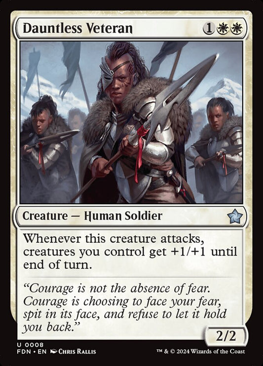 Magic the gathering (Plains) Dauntless Veteran #0008 - Foundations - MTG Card (English) Uncommon