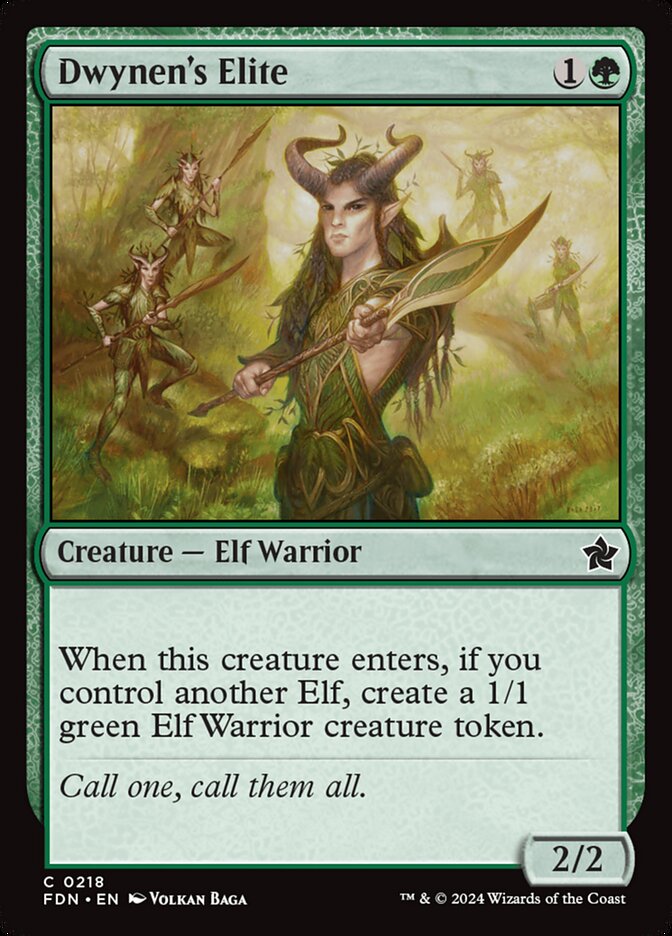 Magic the gathering (Forest) Dwynen's Elite #0218 - Foundations - MTG Card (English) Common