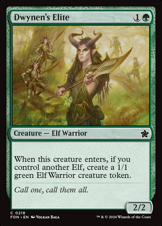 Magic the gathering (Forest) Dwynen's Elite #0218 - Foundations - MTG Card (English) Common