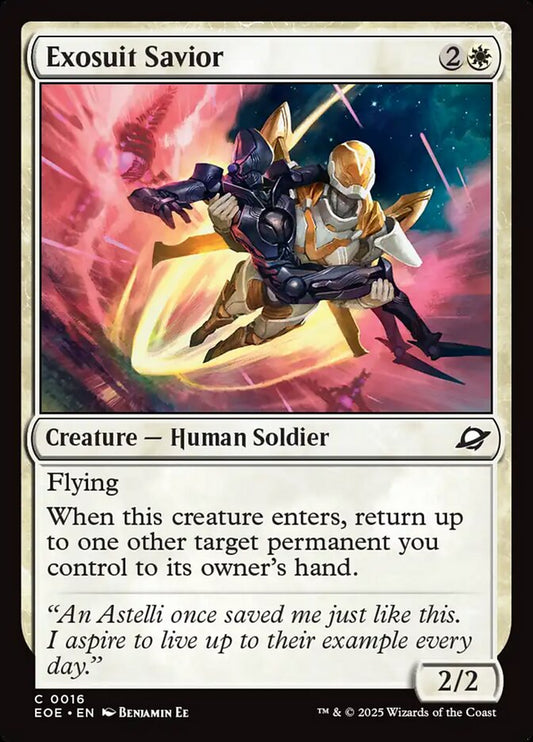 Magic the gathering (Plains) Exosuit Savior #0016 - Edge of Eternities - MTG Card (English) Common
