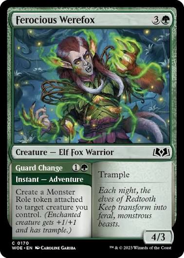Magic the gathering (Forest) Ferocious Werefox #0170 - Wilds of Eldraine - MTG Card (English) Common