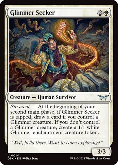 Magic the gathering (Plains) Glimmer Seeker #0014 - Duskmourn: House of Horror - MTG Card (English) Uncommon